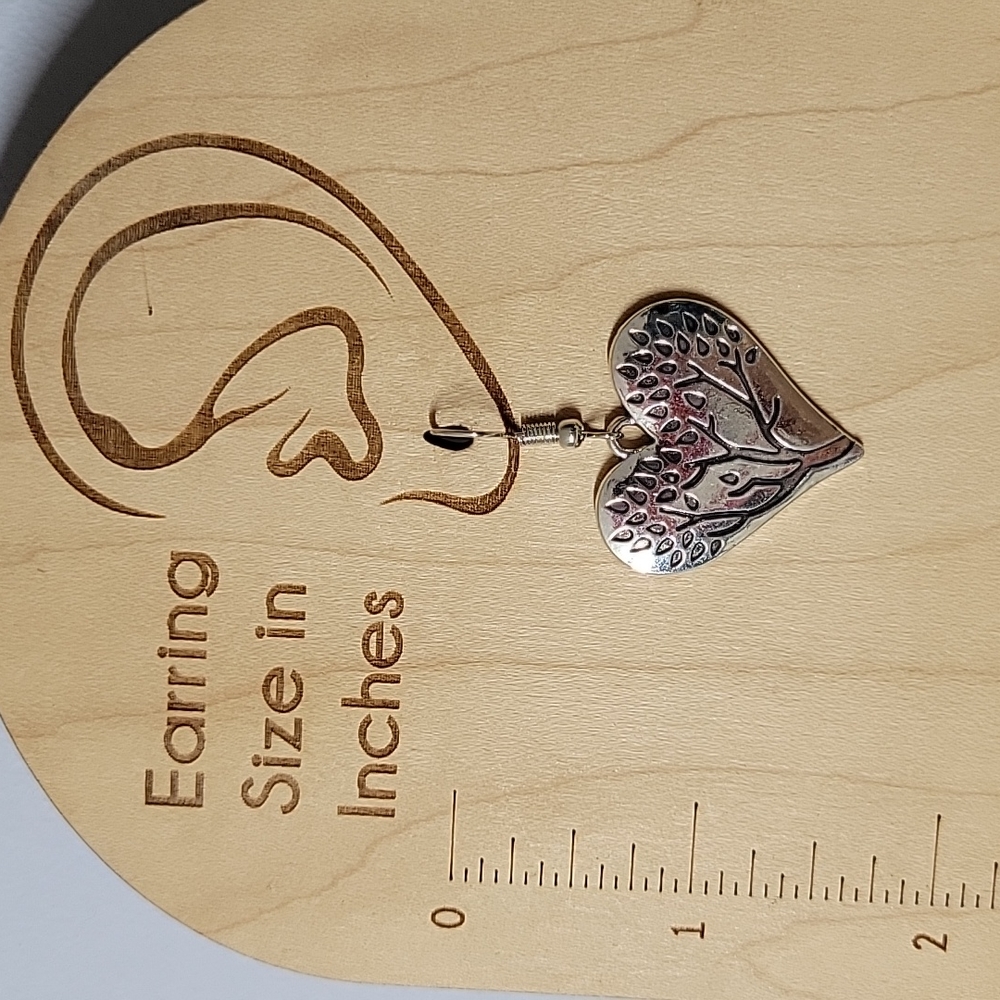 Nature's Beauty Heart and Tree Drop Earrings - Picture 3 of 6